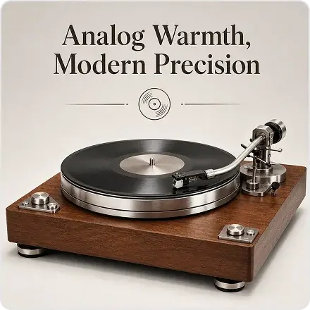Wooden turntable marketing poster